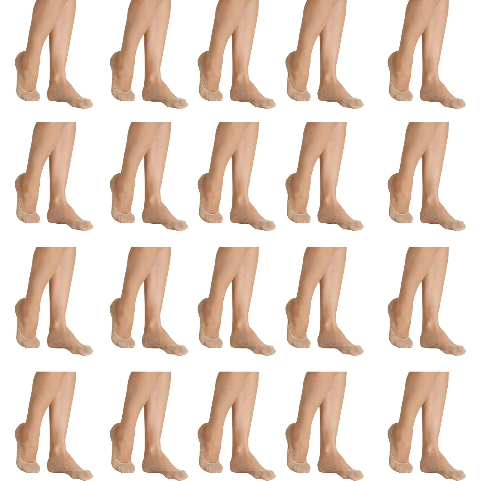 20x Sheer Relief For Active Legs Cushioned Footlet No Show Women Socks Skin Beige Bulk H33108