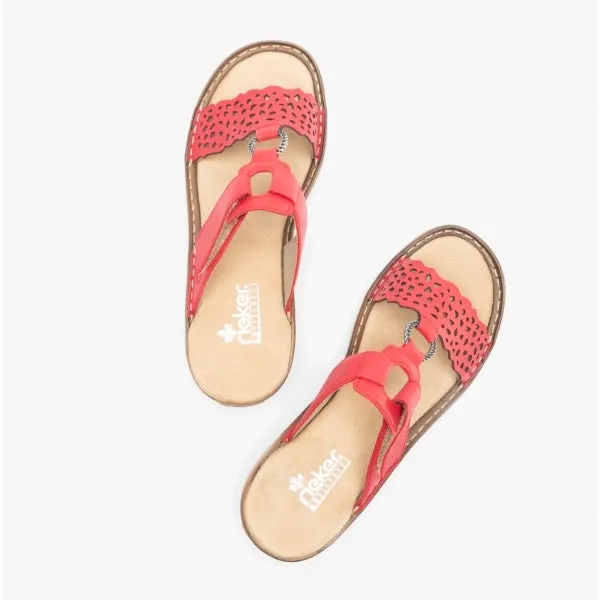 608A7-33 Ladies Mule Sandals Red