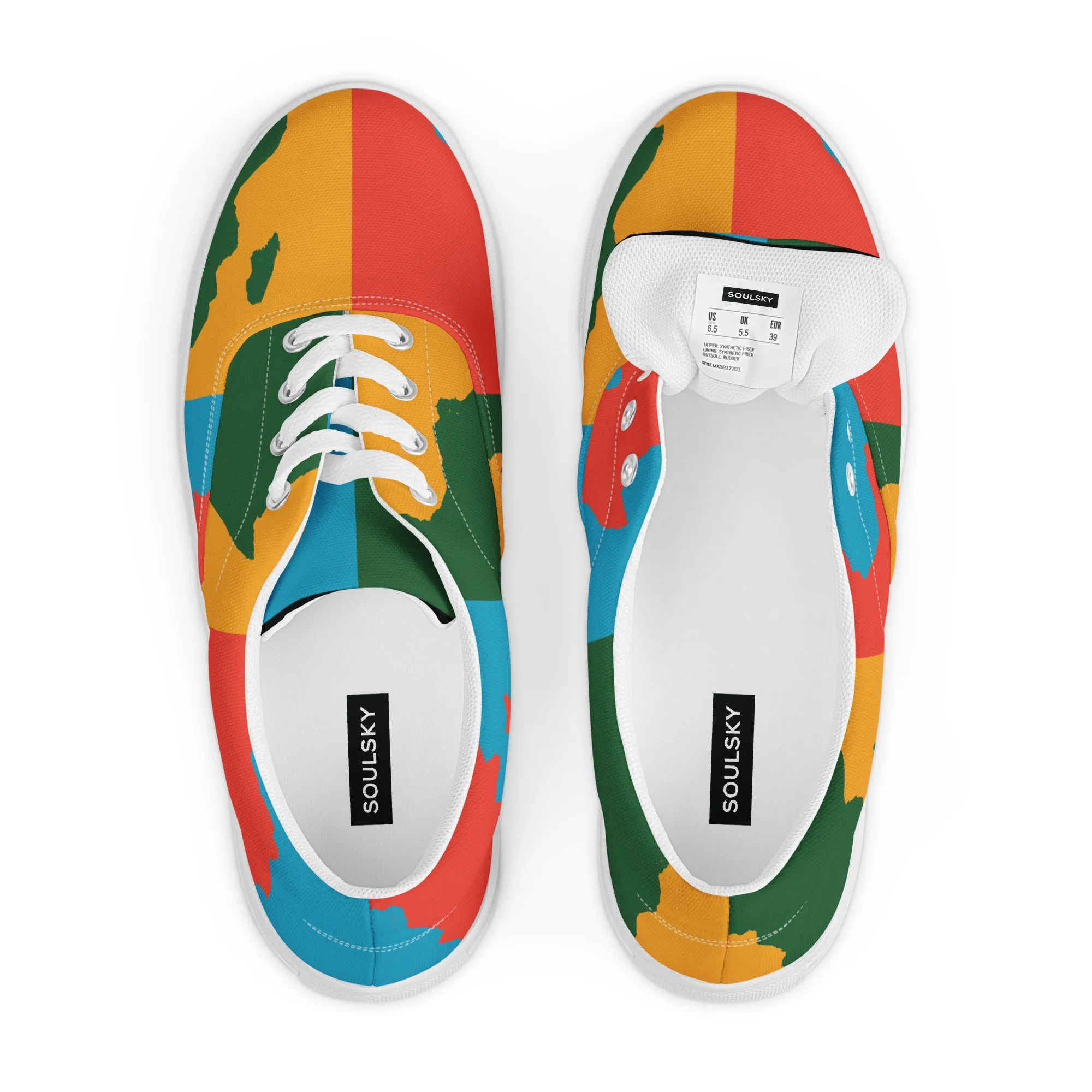 AFRICA WARHOL Men’s Lace-Up Canvas Shoes (Bright)