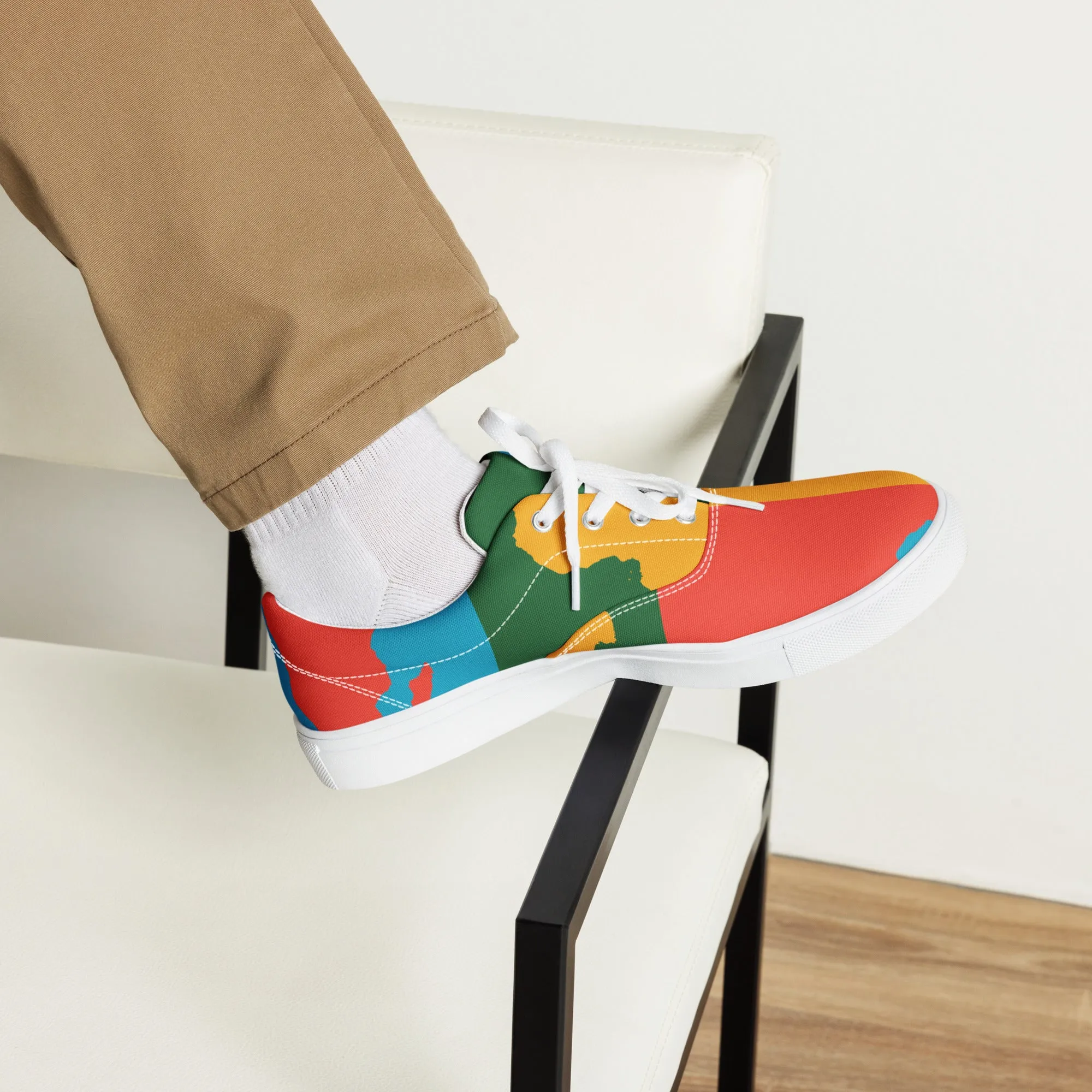 AFRICA WARHOL Men’s Lace-Up Canvas Shoes (Bright)