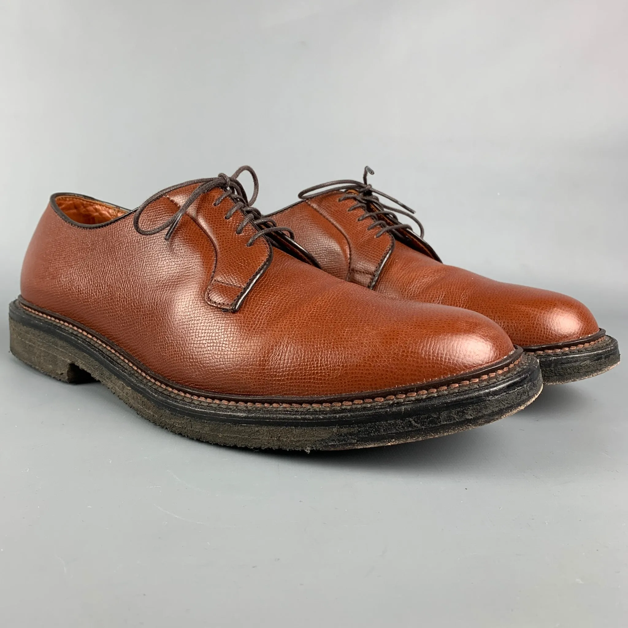 ALDEN Size 11 Brown Textured Leather Lace Up All Weather Walker Shoes