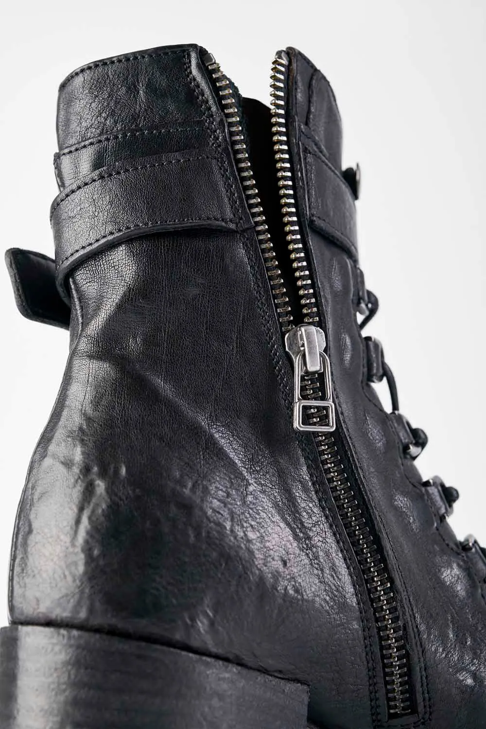 BERKELEY charcoal-black lace up boots.