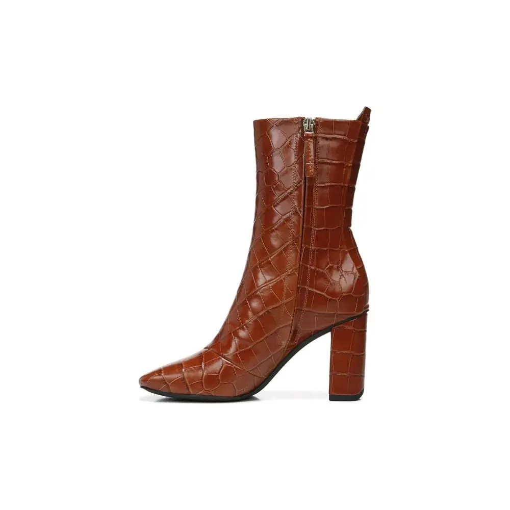 Binnie Rust Crocodile Leather Franco Sarto Ankle Boots