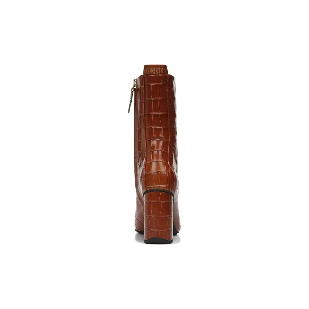 Binnie Rust Crocodile Leather Franco Sarto Ankle Boots
