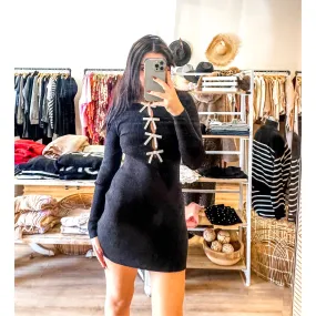 Black Rhinestone Bow Dress