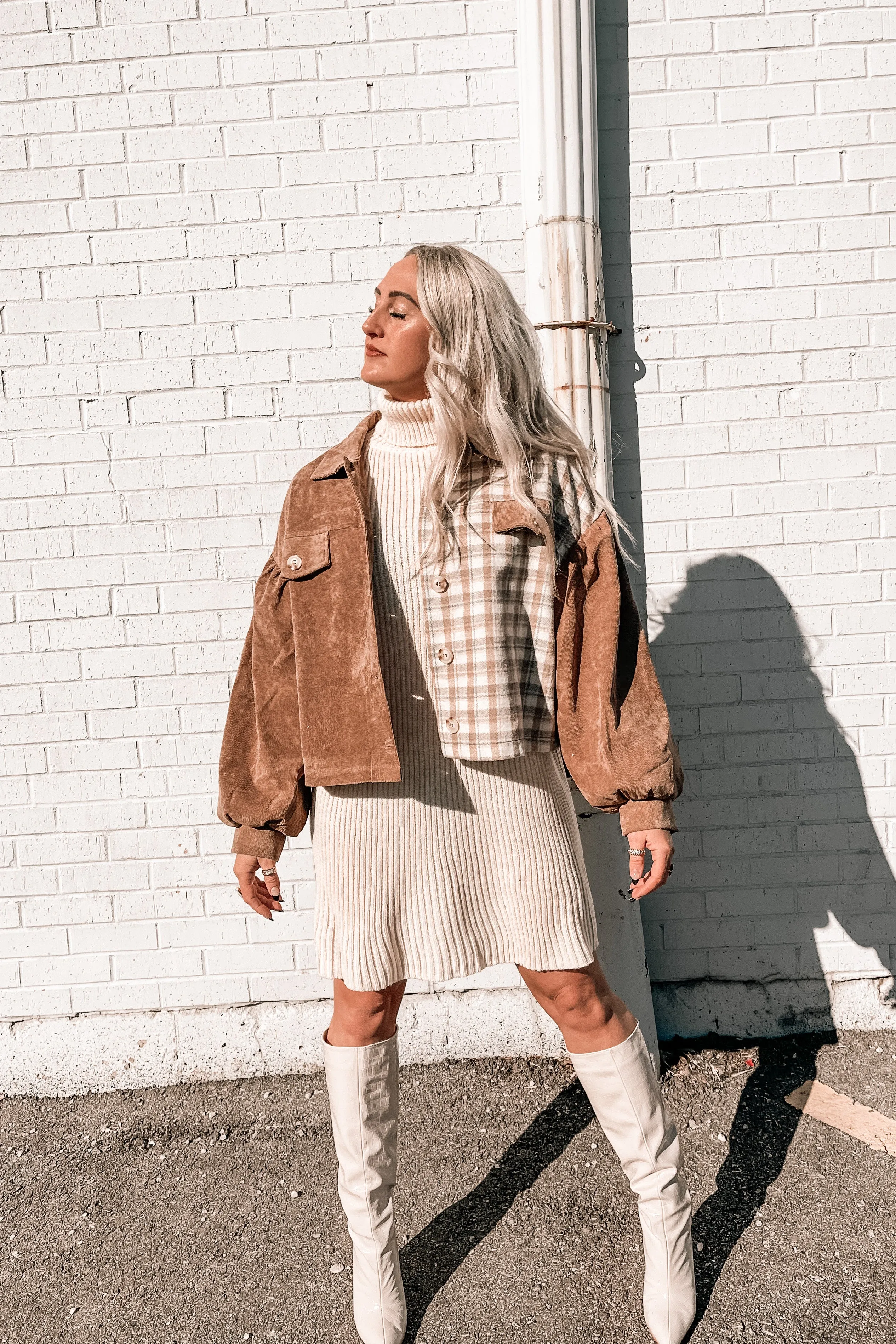 Brigitte Turtleneck Sweater Dress in Apricot Cream