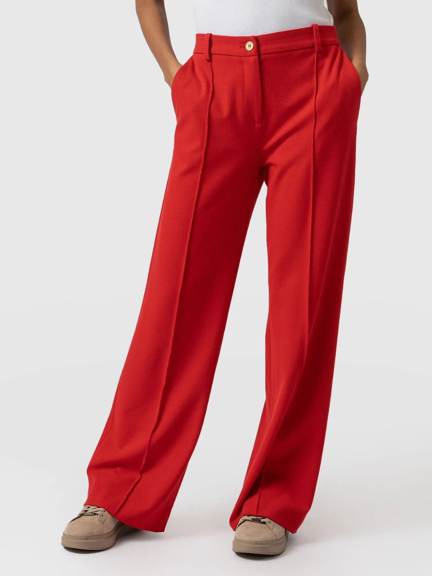 Cambridge Tailored Wide Leg Pant - Red