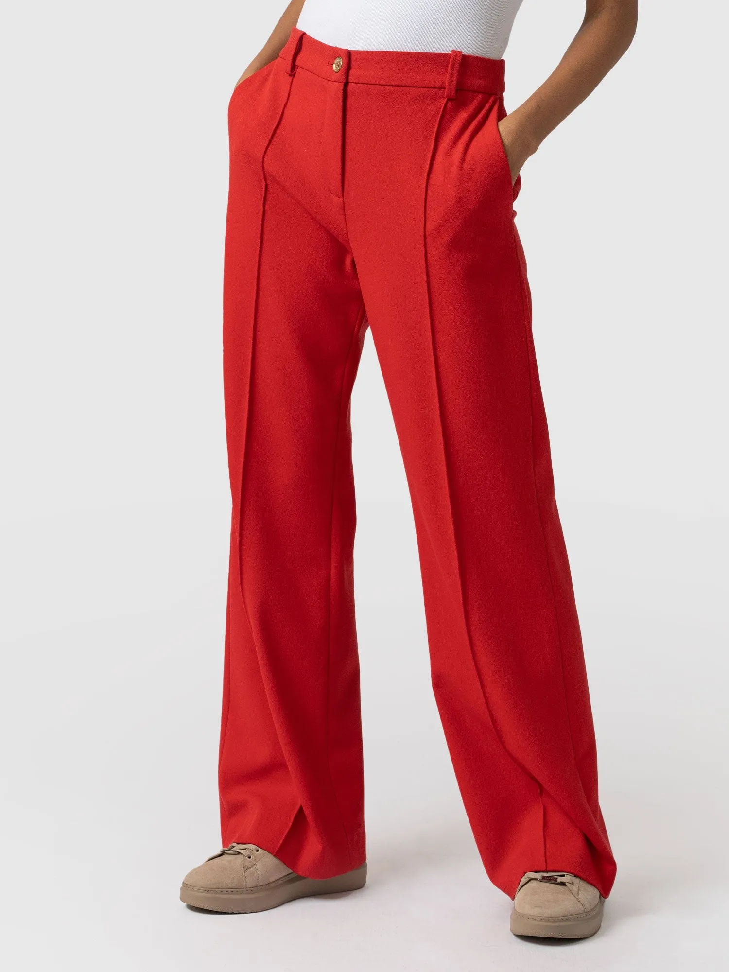 Cambridge Tailored Wide Leg Pant - Red