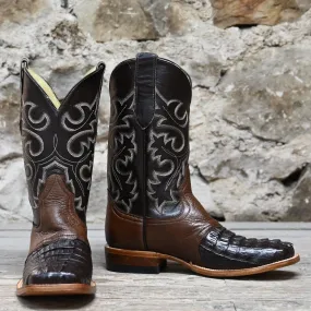 Cowtown Men's 11" Caiman Leather Boot W/Chocolate Top