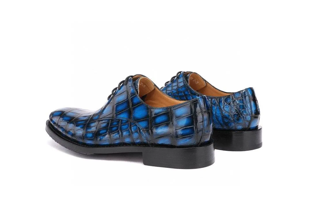 Crocodile Shoes Vintage Crocodile Leather Cap Toe Lace Up Dress Shoes