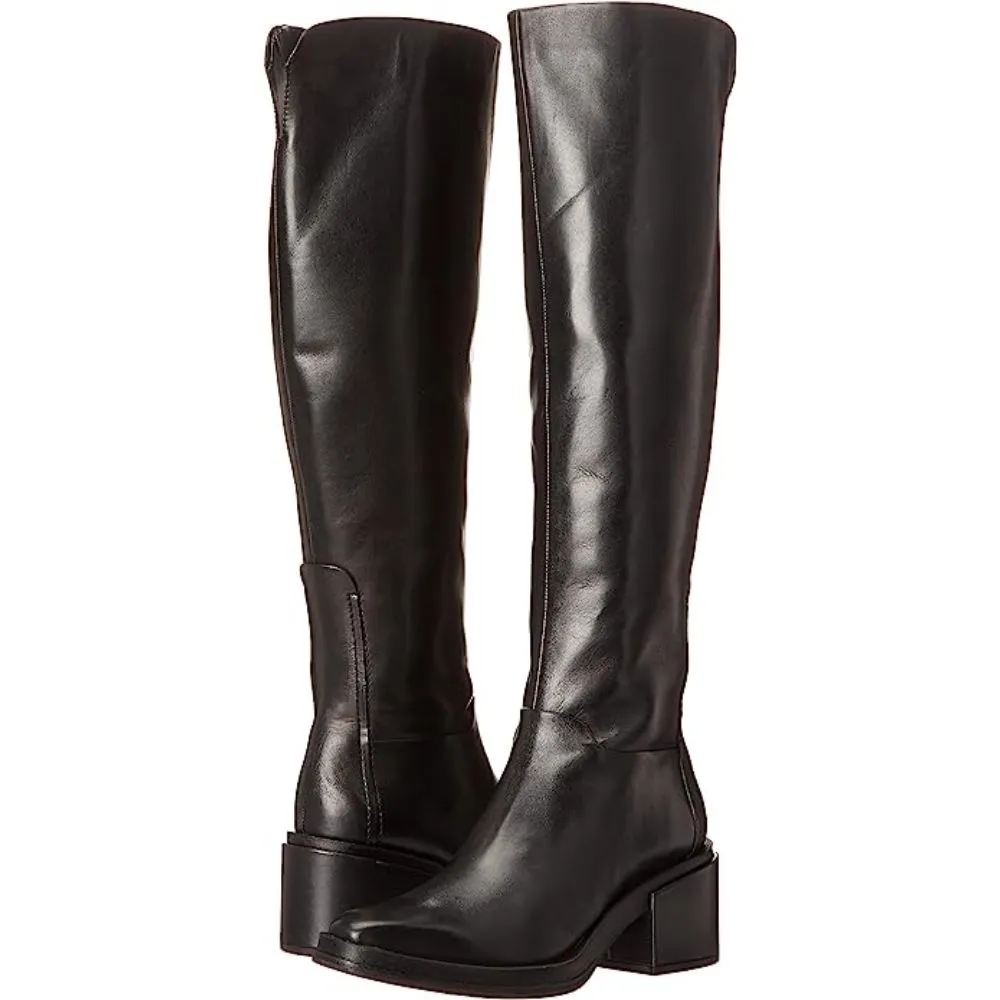 Dorica Black Leather Franco Sarto Boots Wide Calf