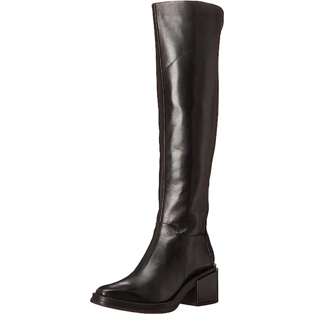 Dorica Black Leather Franco Sarto Boots Wide Calf