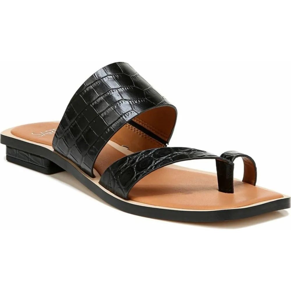 Ediana Black Crocodile Embossed Leather Franco Sarto Sandals