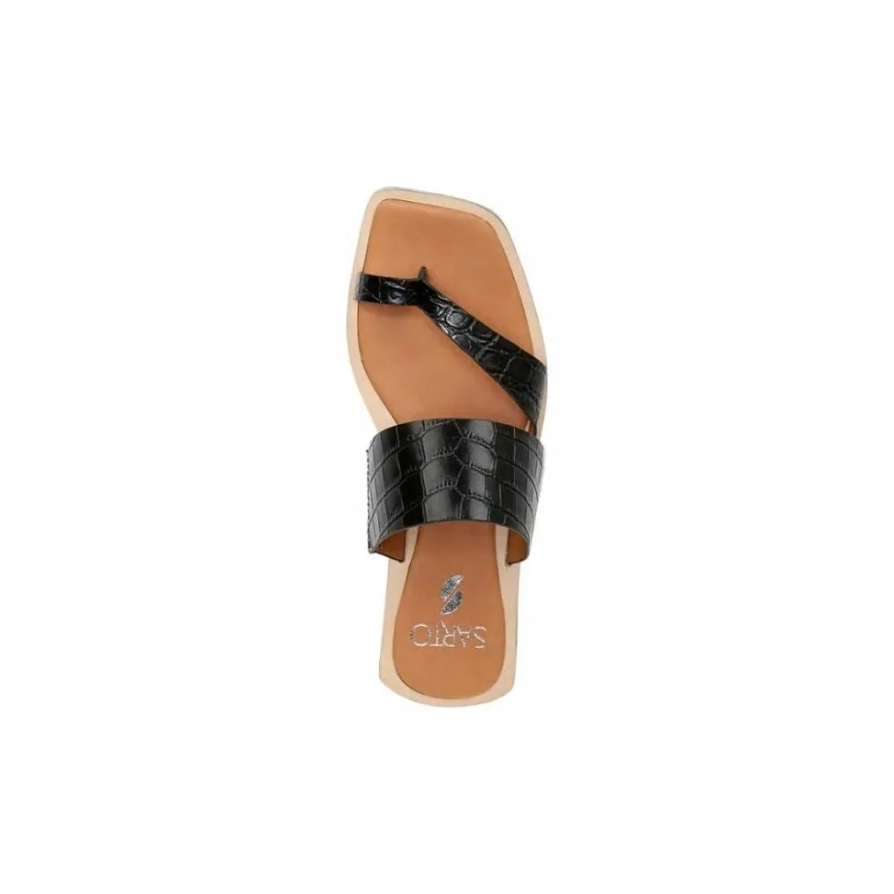 Ediana Black Crocodile Embossed Leather Franco Sarto Sandals