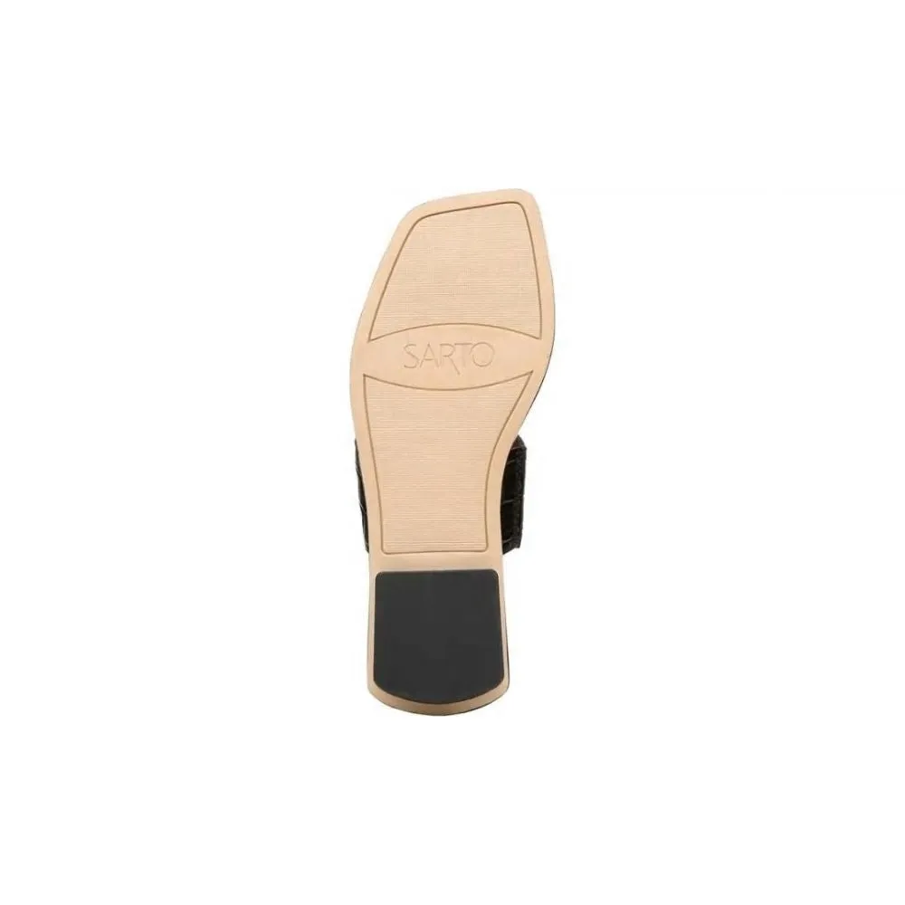 Ediana Black Crocodile Embossed Leather Franco Sarto Sandals