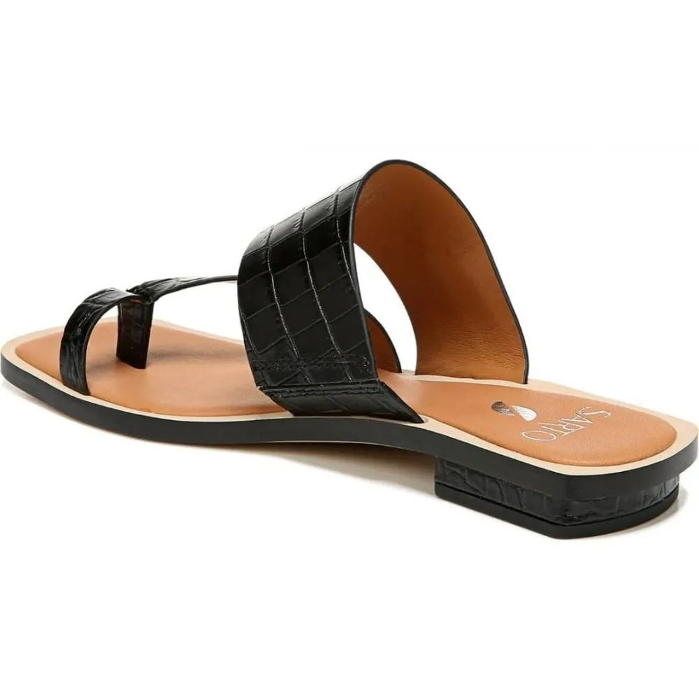 Ediana Black Crocodile Embossed Leather Franco Sarto Sandals