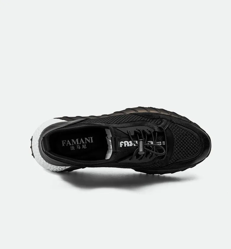 FAMAN WIDE FIT TRAINERS IN BLACK AND WHITE