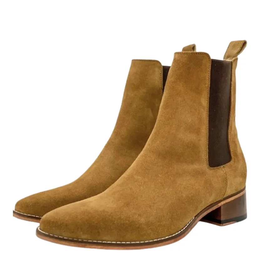 Funki Buys | Boots | Men's Suede Block Heeled Chelsea Boots