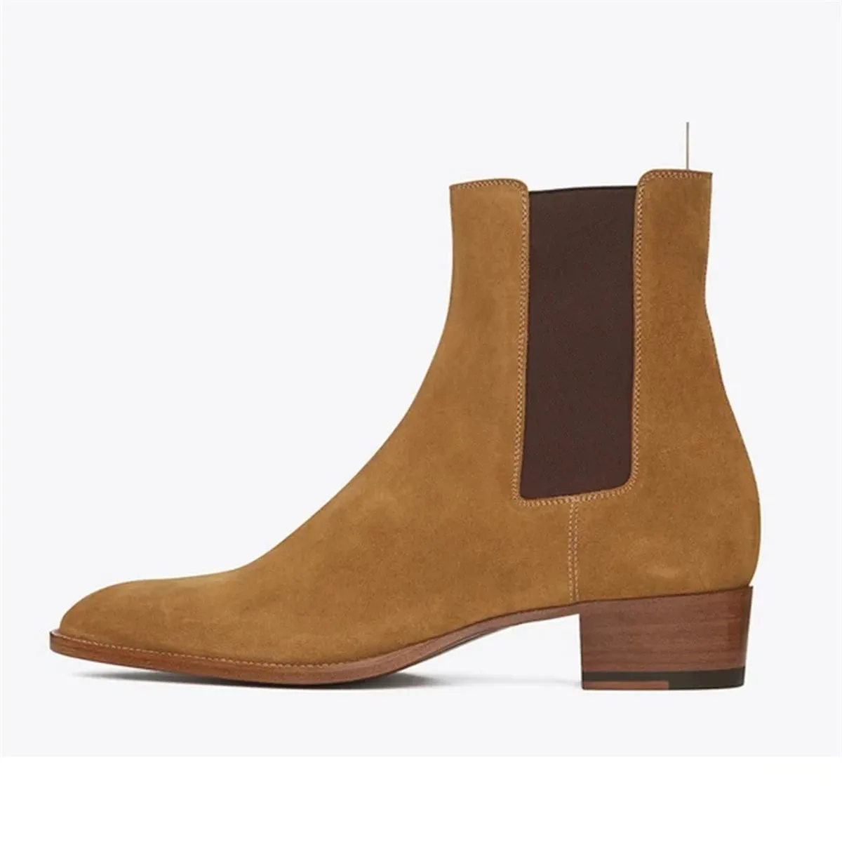 Funki Buys | Boots | Men's Suede Block Heeled Chelsea Boots