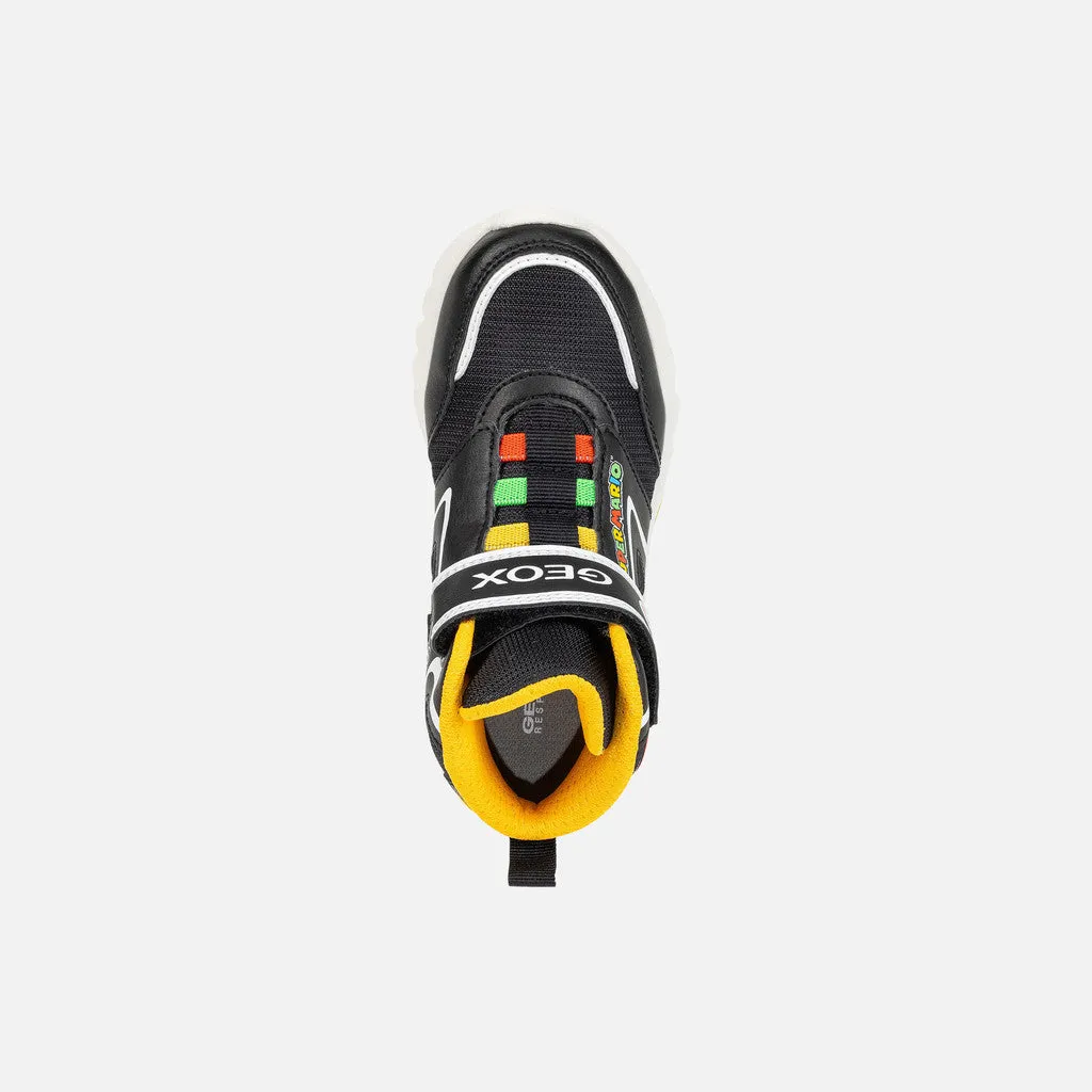 Geox Kids Super Mario Light Up High Top Trainers - Black / Yellow