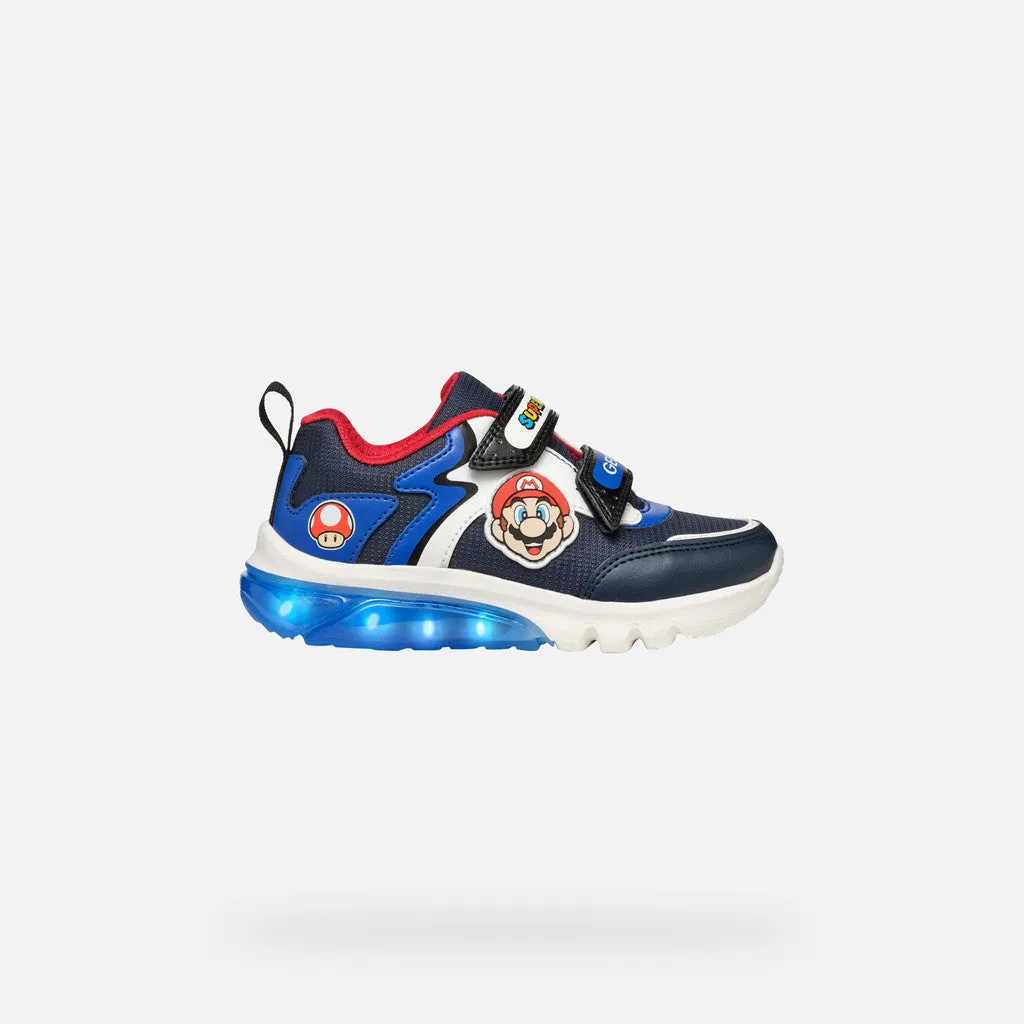 Geox Kids Super Mario Light Up Trainers - Navy / Royal