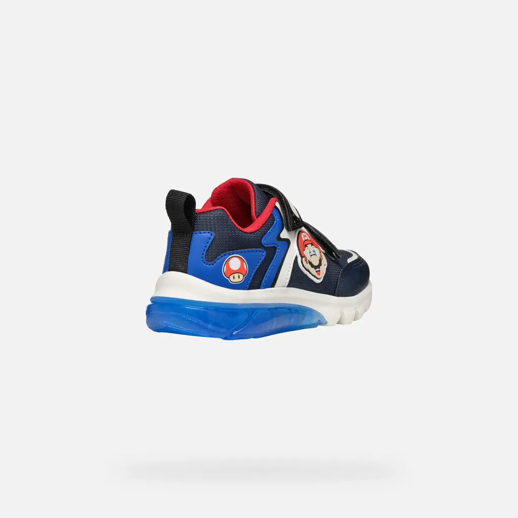 Geox Kids Super Mario Light Up Trainers - Navy / Royal
