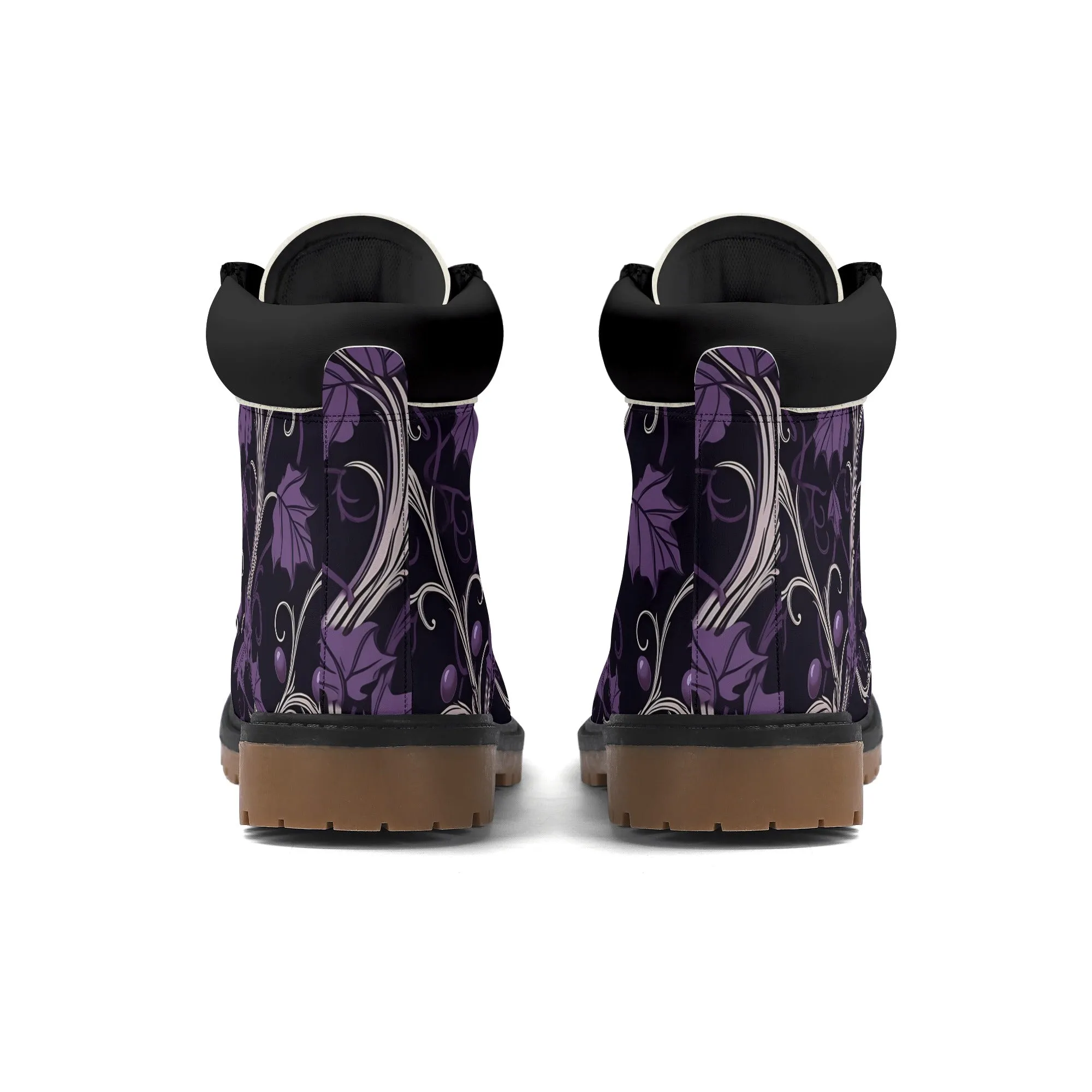 Gothic Purple Forest Leather Brown Outsole All Season Boots