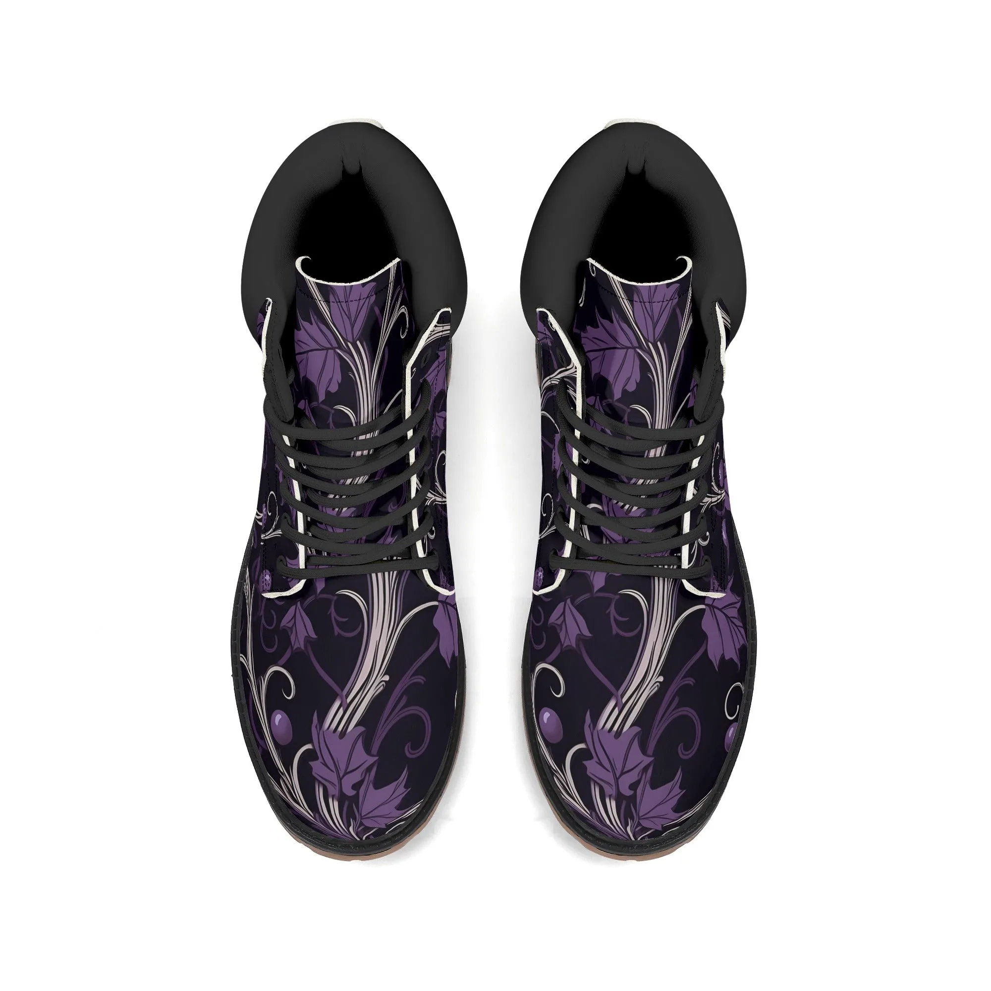 Gothic Purple Forest Leather Brown Outsole All Season Boots