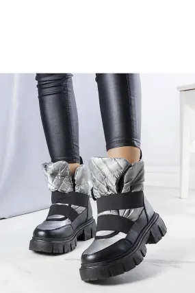 Grey insulated slip-on snow boots