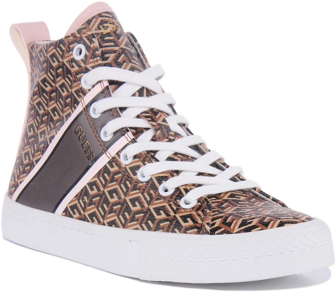 Guess Elga Logo High Top In Brown For Women