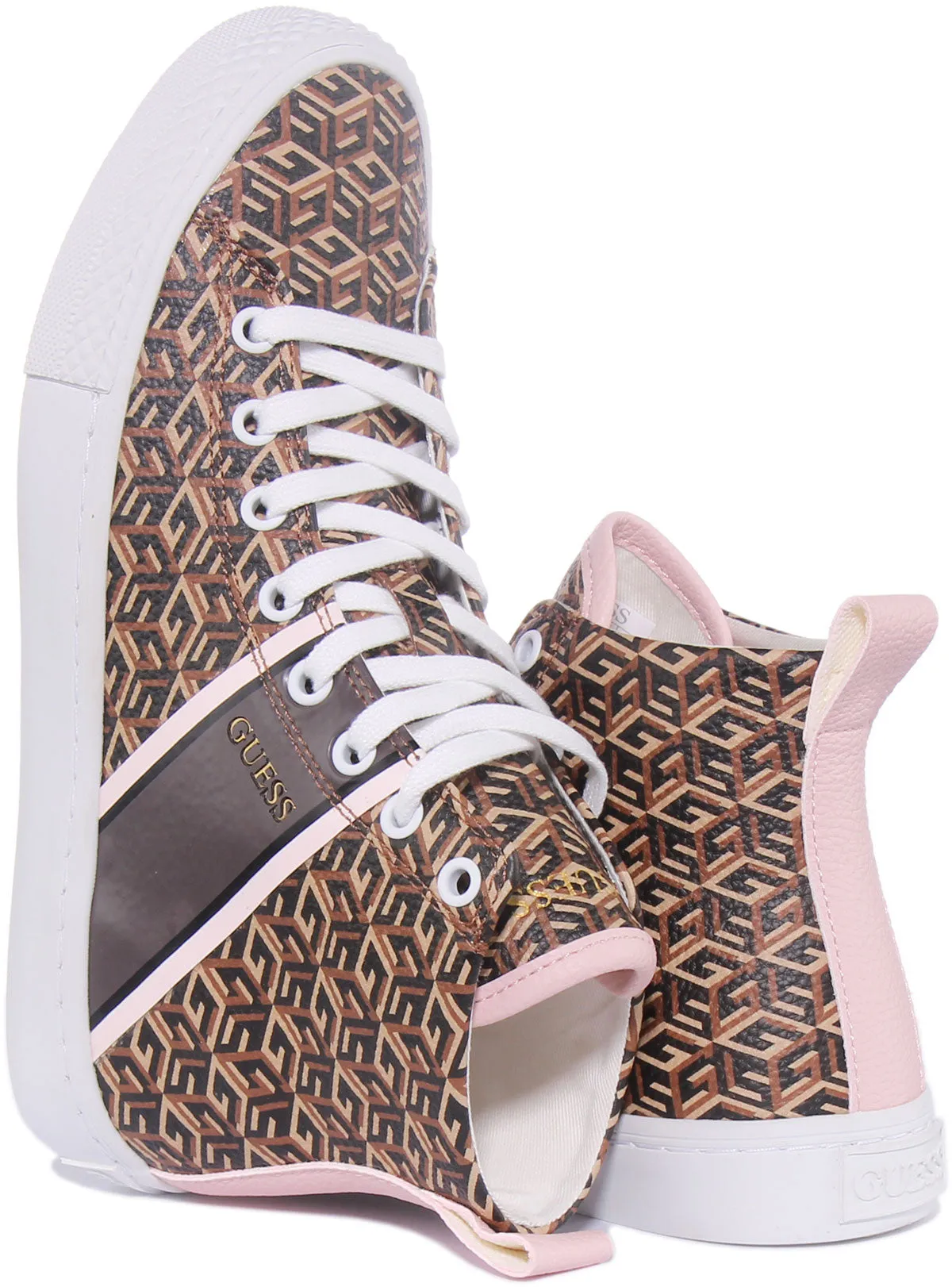 Guess Elga Logo High Top In Brown For Women