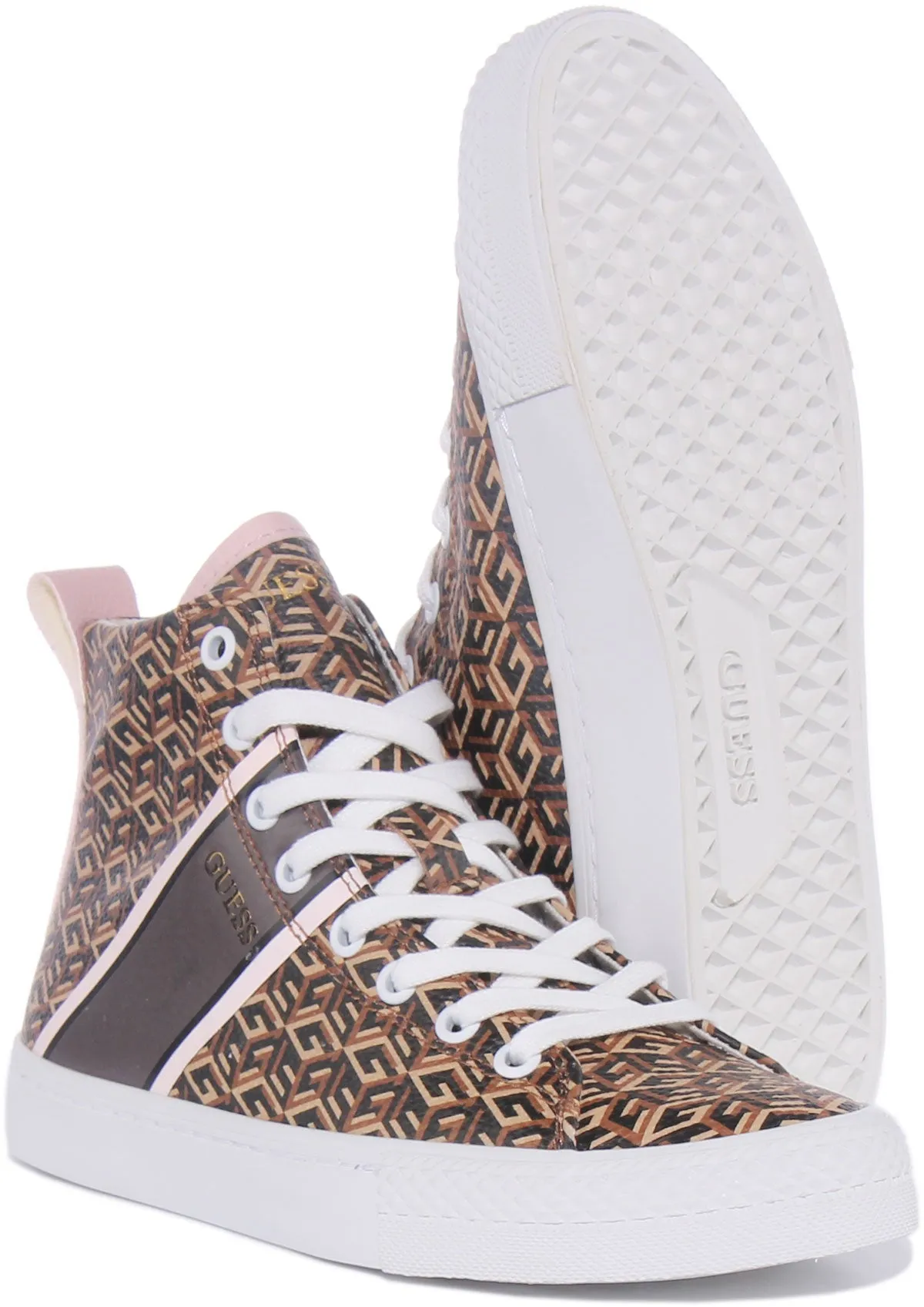 Guess Elga Logo High Top In Brown For Women