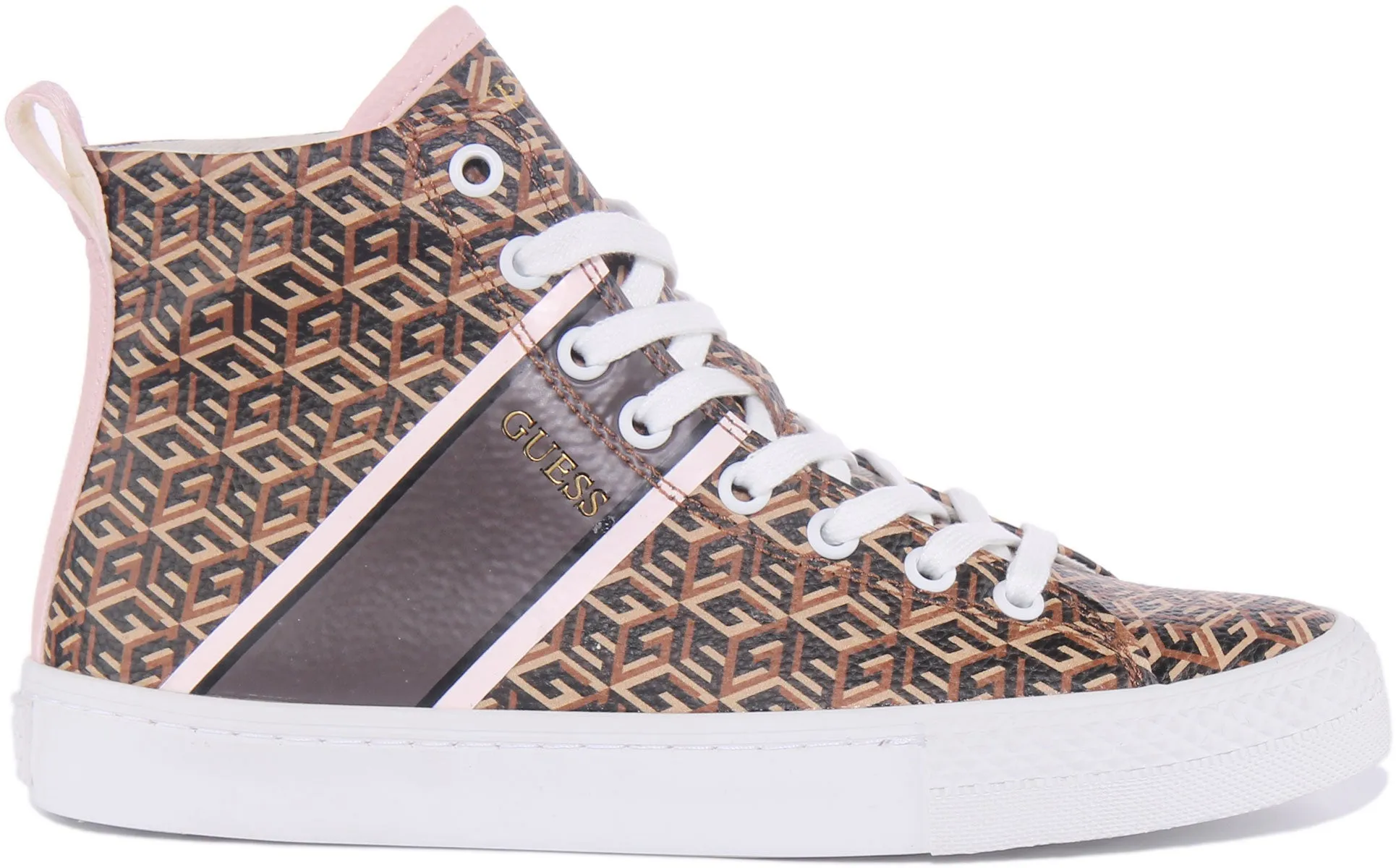 Guess Elga Logo High Top In Brown For Women