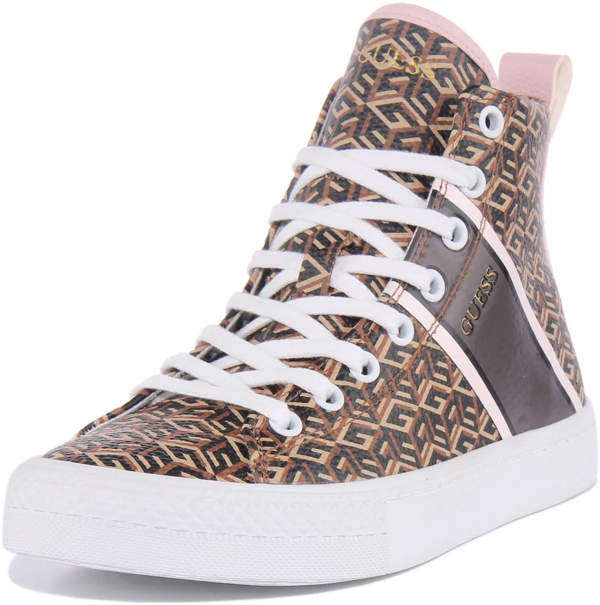Guess Elga Logo High Top In Brown For Women