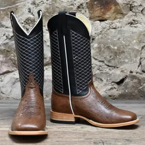 Horse Power Kango Boot with Ostrich Vamp in Tabbaco and Black Shank