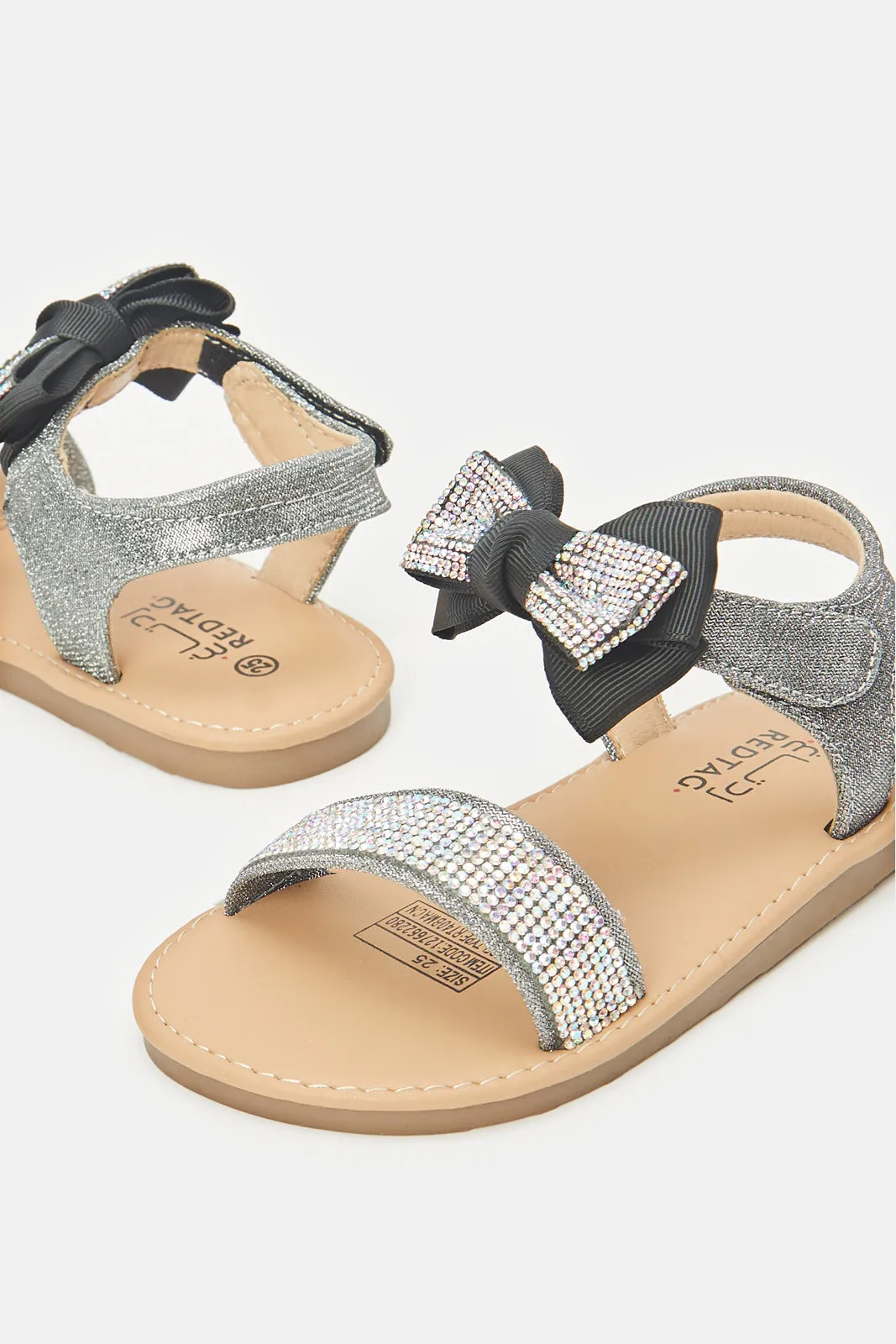 Infant Girls Black Diamante Sandals