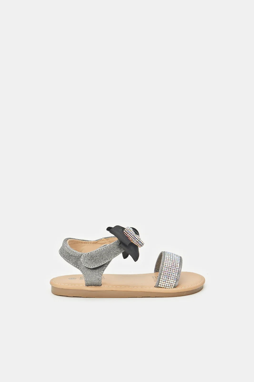 Infant Girls Black Diamante Sandals
