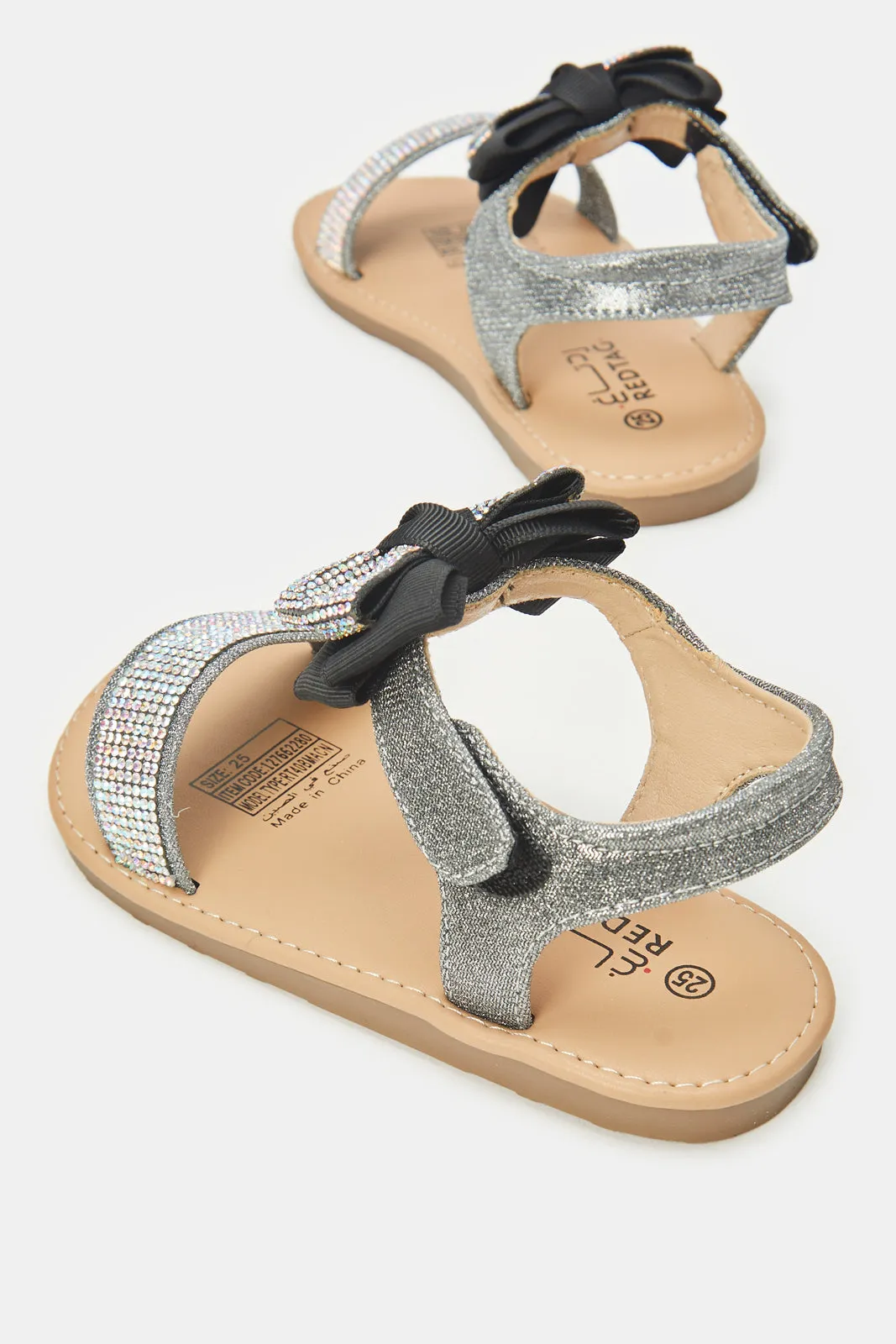 Infant Girls Black Diamante Sandals