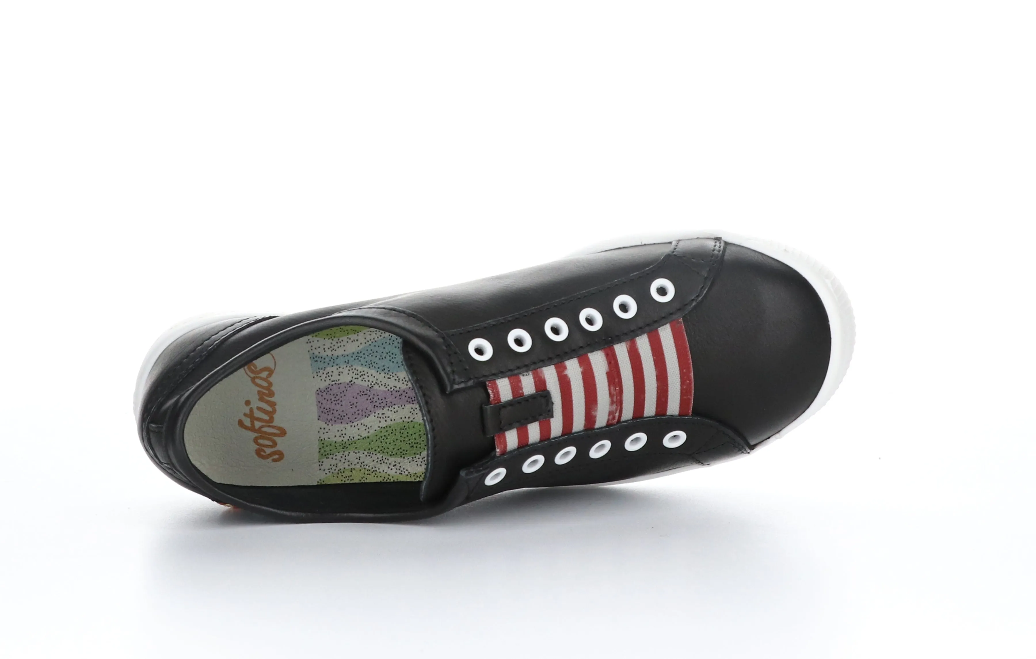 IRIT637SOF Smooth Black W/ Red Elastic Slip-on Trainers