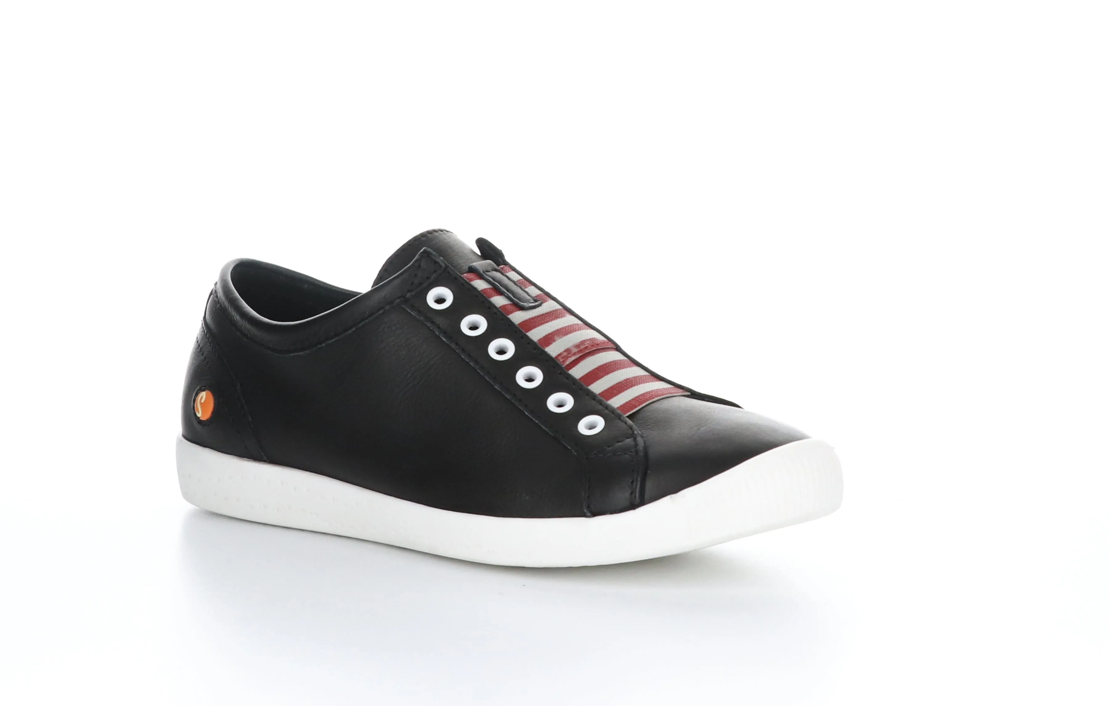 IRIT637SOF Smooth Black W/ Red Elastic Slip-on Trainers