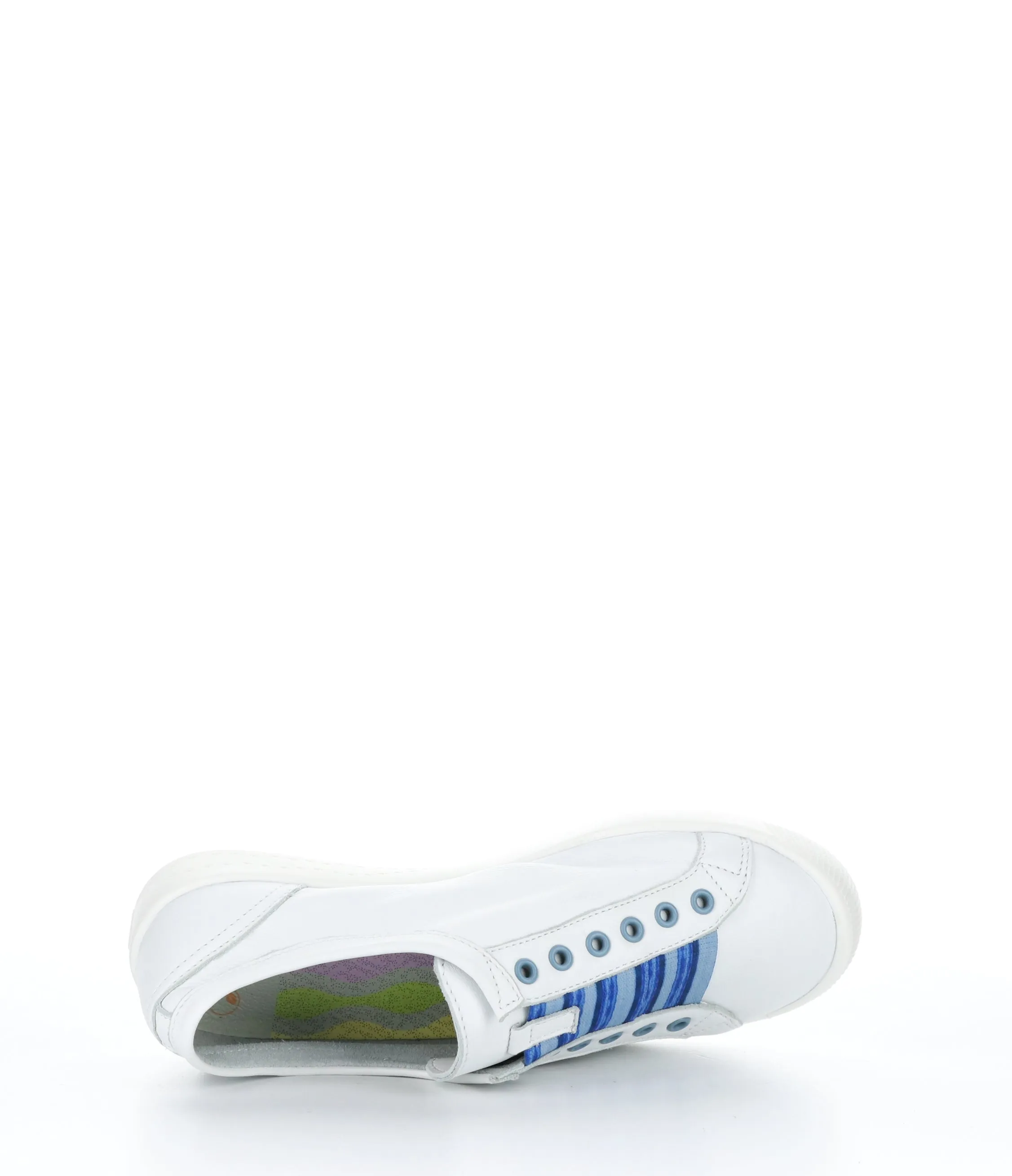 IRIT637SOF Smooth White W/ Blue Elastic Slip-on Trainers