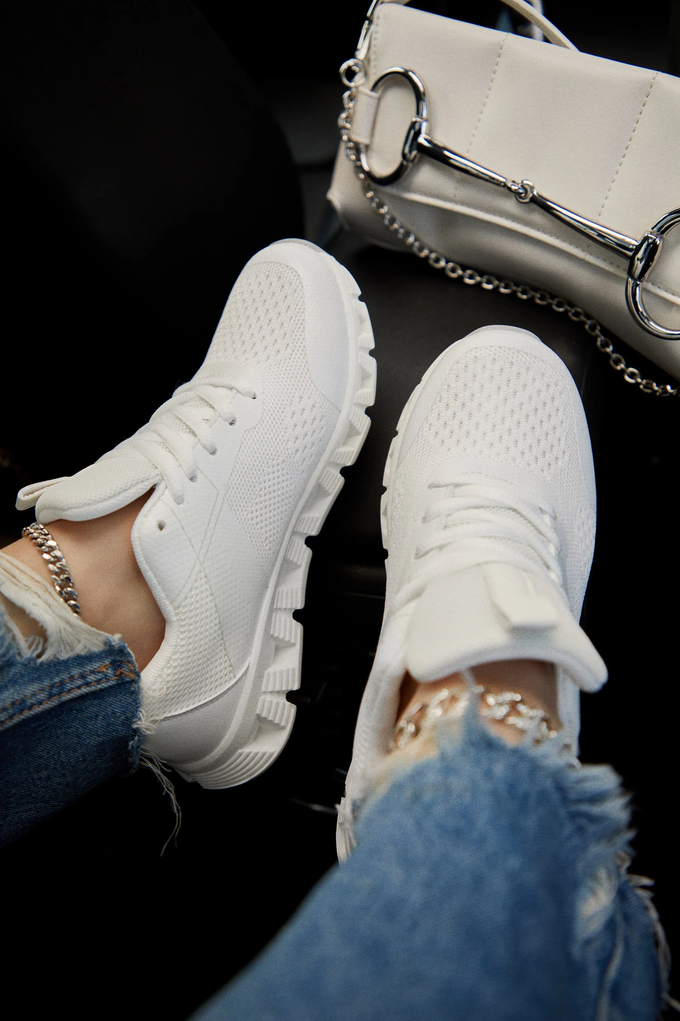 Jet Setter Lace Up Sneakers - White