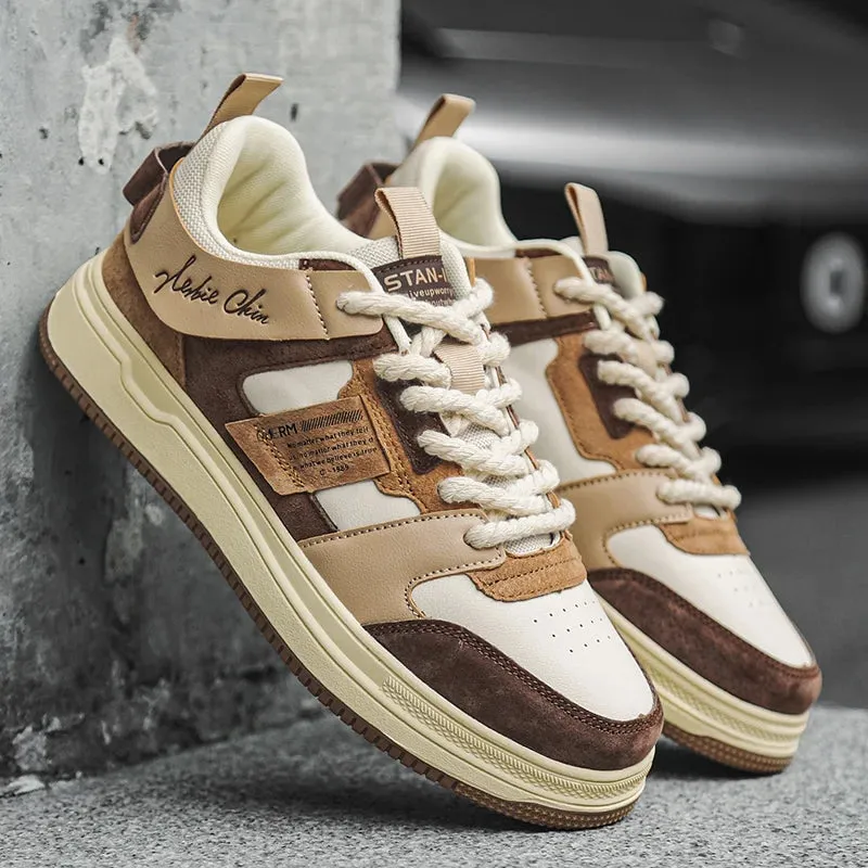 Leather Breathable  sneakers for Men-Non Slip Outdoor Trainers