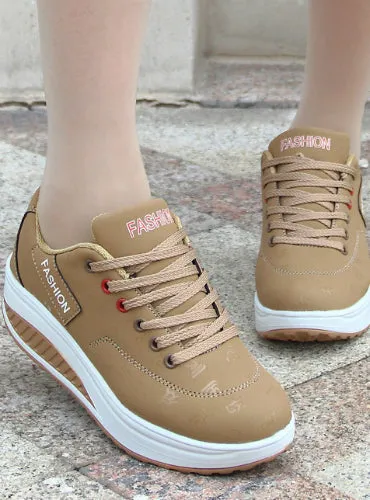 Leather Breathable Waterproof Wdges Platform Shoes