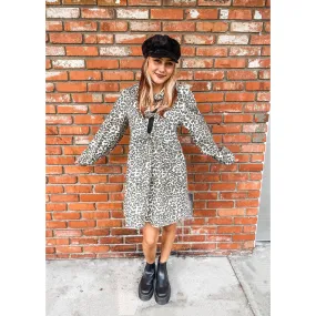 Leopard Tie Front Babydoll Dress