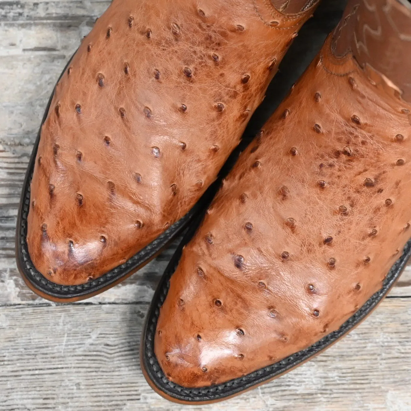 Lucchese Men's 13" Leather Boot W/Full Quill Ostrich In Tan