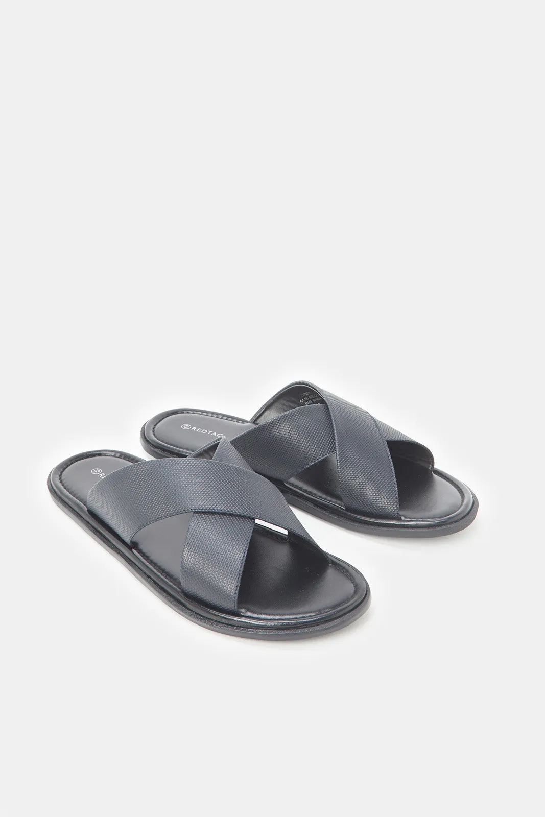 Men Navy Textured Criss Cross Sandal