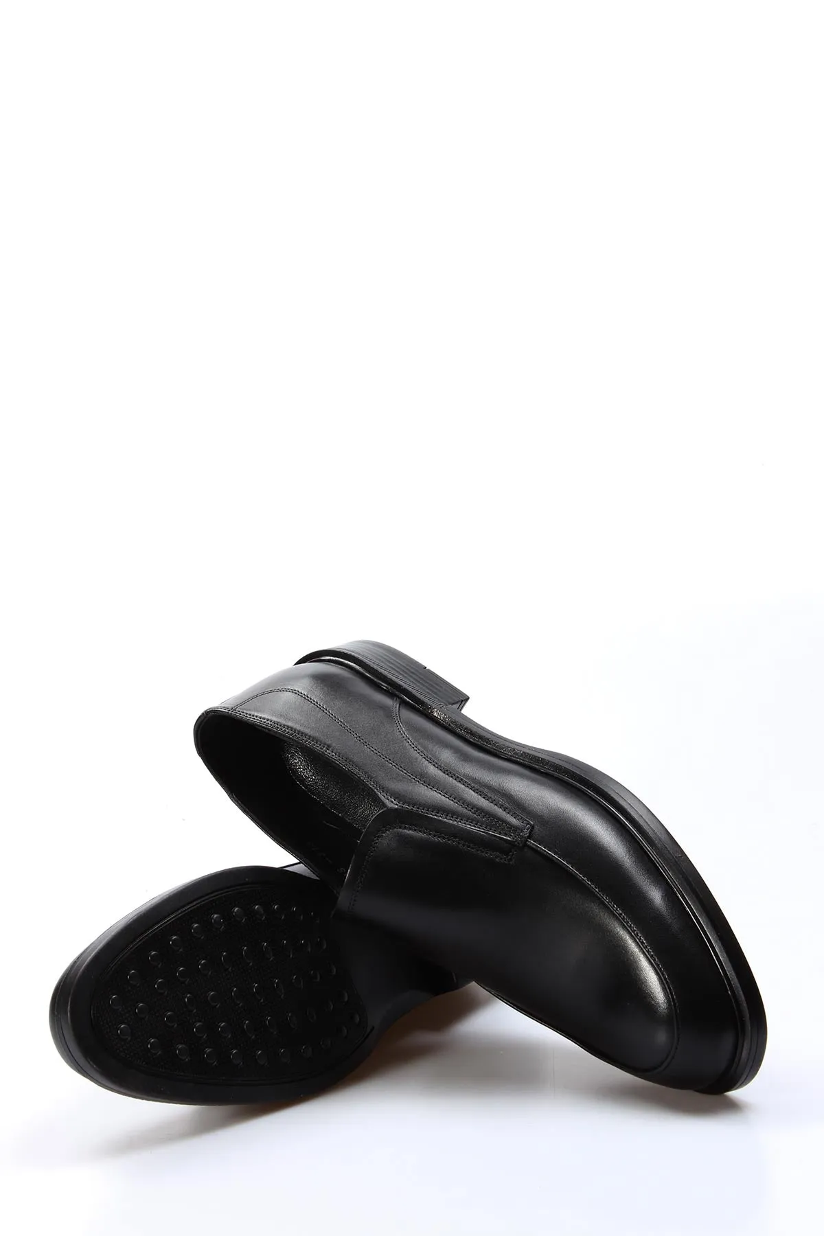Men's Black Leather Loafers with Cushioned Insole and Sleek Design - Wessi
