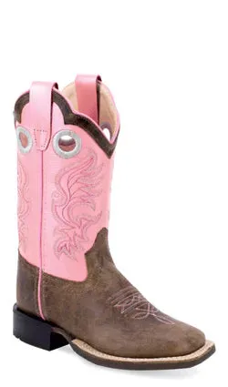 OLD WEST CHILDREN'S BROWN AND LIGHT PINK BOOT