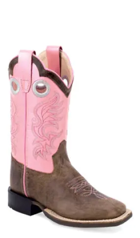 OLD WEST CHILDREN'S BROWN AND LIGHT PINK BOOT